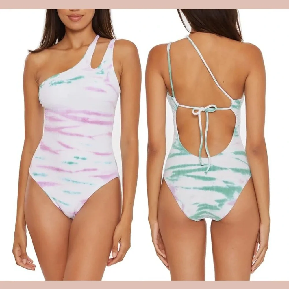 NWD BECCA [ Small ] Iconic Violet Pucker Rib OneShoulder One Piece Swimsuit 7024